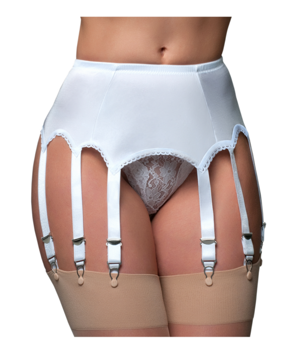 Retro suspender belt, 14 straps - white