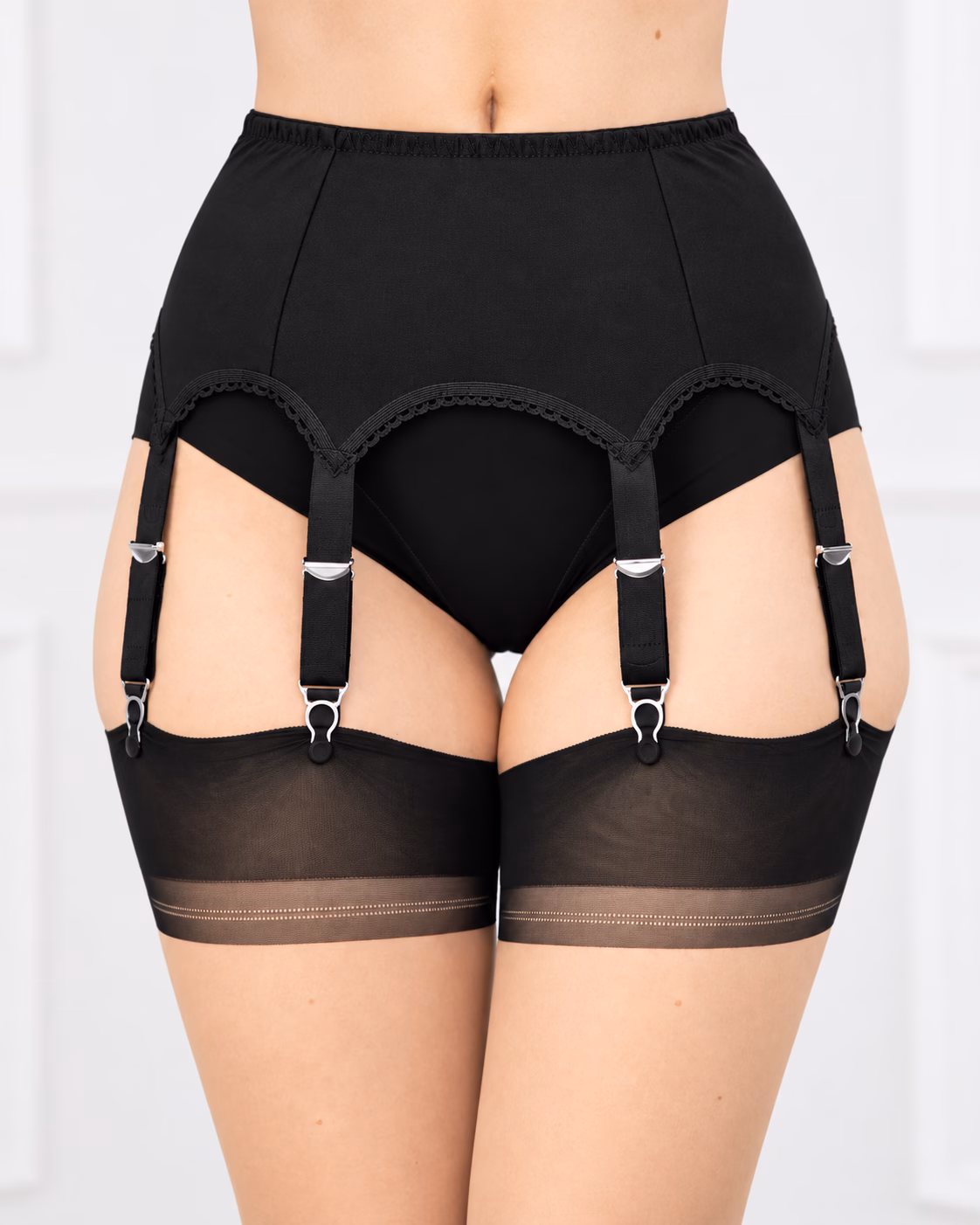 Retro Blickdicht, 6 Straps – schwarz