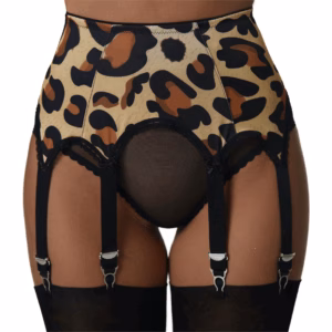 Leopard strumpfhalter 6 strap retro