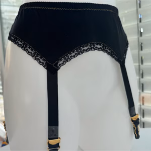 Schwarz Strapsgürtel mit Gold Clips Gr. M