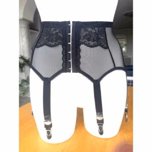 Lanafrontdraft Lina Front Hook, 6 Strapsen, Strumpfhalter – klare Linie, sinnlich & elegant  100% Handarbeit