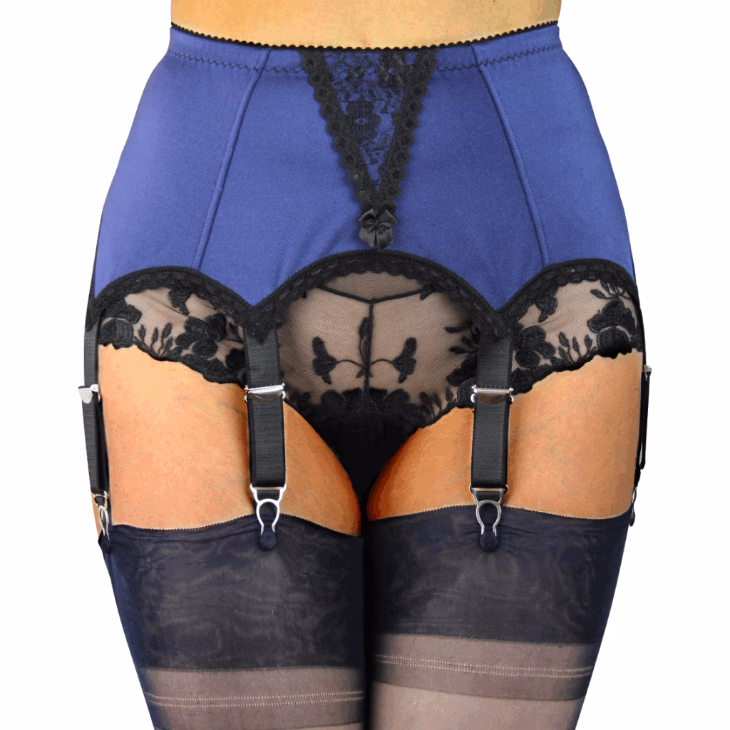 Schwarz Midnight Blue Strapsgürtel mit Metall Clips Gr. S (4 Straps) oder M 8 Straps